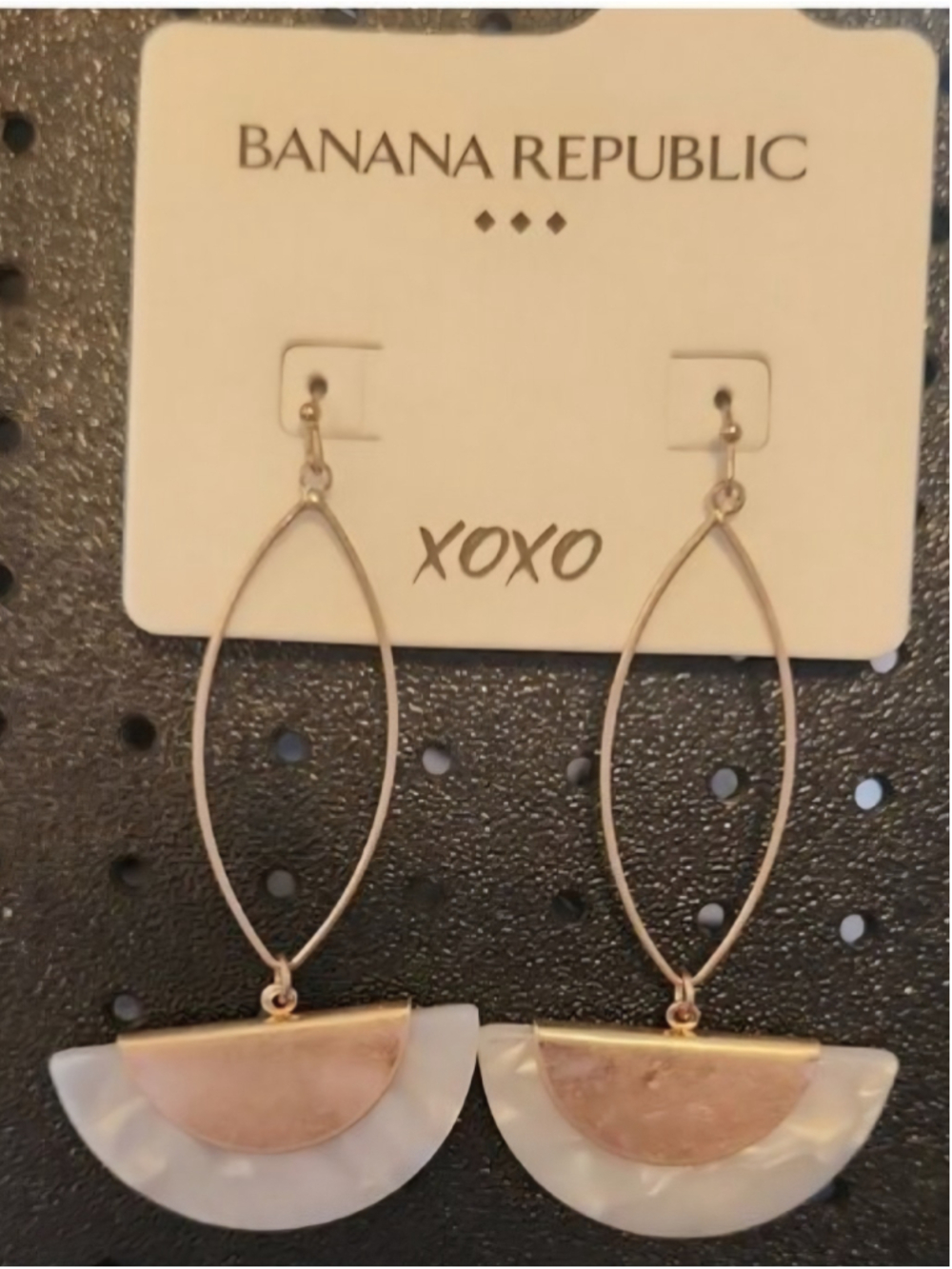 Banana Republic Gold and White Dangle Earrings - Picture 1 of 7
